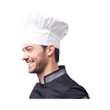 Imagem de Chapéu De Chef Branco Masculino Para Cozinha, Boné De Trabalho Para Ga