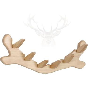 Imagem de Suporte de parede para cabide com 5 ganchos dobráveis - Suporte de parede de madeira para entrada, banheiro, quarto, gancho de parede, cabideiro dobrável de madeira para espaços pequenos (acabamento