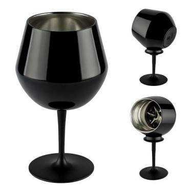 Imagem de Taça Térmica 2 em 1 Copo Com Haste Removível 414ml Preta Domni