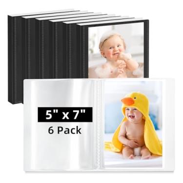 Imagem de Vienrose Álbum De Fotos Pequeno, Pacote Com 6, 5 X 7, Cada Foto Comporta 52 Fotos, Mini Capa Personalizável, Álbuns Bebê Tipo Cartão Postal (Preto)