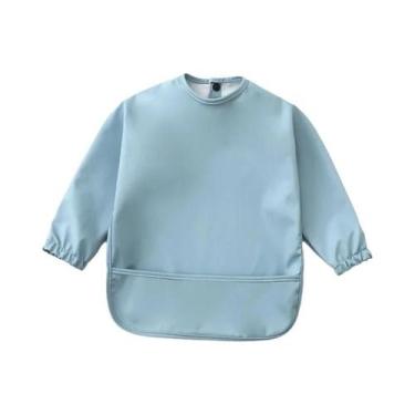 Imagem de Babador Impermeável De Manga Longa Para Crianças Com Bolso, Avental De