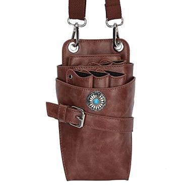 Imagem de Cryfokt Coldre de Bolsa de Tesoura de Barbeiro Com Hardware retrô Durável de Grande Capacidade para Barbeiro de Cabeleireiro, Marrom Doméstico