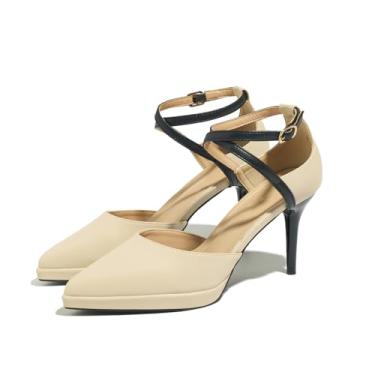 Imagem de Lyngixko Sandálias de salto agulha com bico fino para mulheres, Damasco, 40