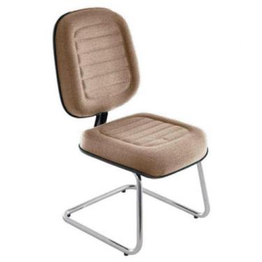 Imagem de Cadeira Diretor Para Escritório Cromada Linha Blenda Bege - DESIGN OFF