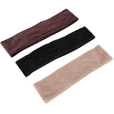 Imagem de Cryfokt Faixa de Cabelo Macia de Veludo Elástico para Ioga Esportiva, Conjunto de 3, Ajuste Confortável para Corrida, Academia, Fitness, preto/bege/café