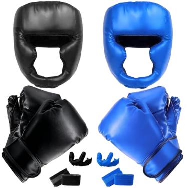 Imagem de JLXMAXLJ Conjunto De 14 Peças De Equipamentos De Boxe Para Iniciantes, Incluindo 2 Pares De Luvas De Boxe De 6 Oz, Capacetes, Bandagens Para As Mãos, Protetores Bucais, Presentes Para Adultos E Jove