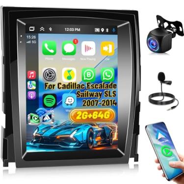 Imagem de [2+64] Rádio veicular Volxcereo para Cadillac Escalade Sailway SLS 2007-2014, tela sensível ao toque vertical Android de 9,7 polegadas estéreo com Carplay e Android Auto, mapas GPS/WiFi/Bluetooth/SWC