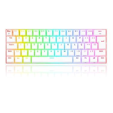 Imagem de Teclado Mecânico Gamer Redragon Draconic Pro RGB Switch Brown ABNT2 Branco - K530W-RGB-PRO PT-Brown