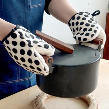 Imagem de Luva de forno para cozinha, luva de cozinha resistente ao calor, antiderrapante, adequada para assar, cozinhar e grelhar (peça única) (preto)