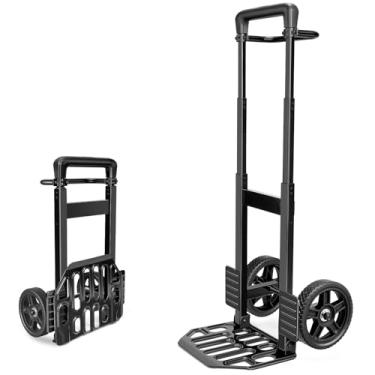 Imagem de KEDSUM Carrinho Dolly com rodas, carrinho de mão dobrável resistente de 208 kg com alça telescópica, carrinho de boneca de aço 100% engrossado atualizado com rodas, altura 125 cm, fácil de dobrar