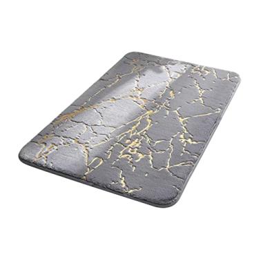 Imagem de Tapete de Banho Marbling Macio para Piso Antiderrapante Absorvente Água Porta Chuveiro Lavável à Máquina Banheiro Poliéster