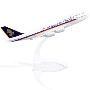 Imagem de QIYUMOKE 747 Singapore Metal Plane Model kit - 1/400 Boeing 747 Diecast Airplane Model com suporte (6 polegadas) Aviões de companhias aéreas para adultos - Presentes para entusiastas da aviação