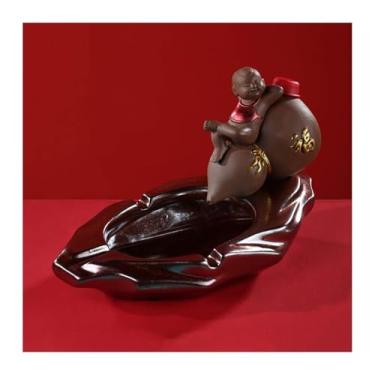 Imagem de Cinzeiro de cerâmica cinzeiro personalidade spray de água cigarro cinzeiro para decoração de escritório em casa bandeja suporte de cinzas (VERMELHO)