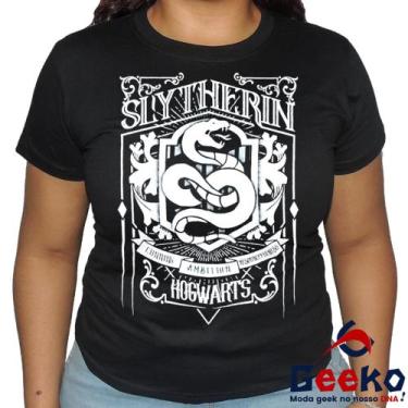Imagem de Baby Look Sonserina 100% Algodão Harry Potter Blusa Feminina Hogwarts 
