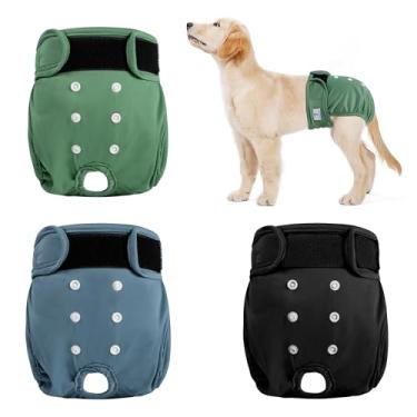 Imagem de ZINGTERRA Fraldas Reutilizáveis para Cães Fêmeas, Pacote com 3, Fralda Lavável para Cães, Fralda Altamente Absorvente para Cães, Saia de Fraldas Ajustáveis À Prova de Vazamento para Filhotes, para Cal