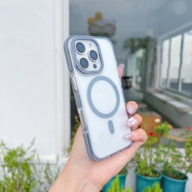 Imagem de Capa transparente de luxo com carregamento sem fio para iPhone 16, 15 Pro Max, 14 Plus, 13, 12 e 11 (para iPhone 13 Pro/Cinza)