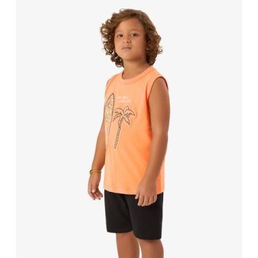 Imagem de Conjunto Machão com Bermuda Meia Malha Rovi Kids Laranja, 1, Laranja