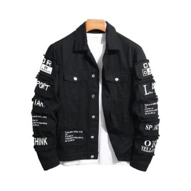 Imagem de Jaqueta Jeans Masculina Y2K De Algodão Elástico Corta-Vento Estilo Cam