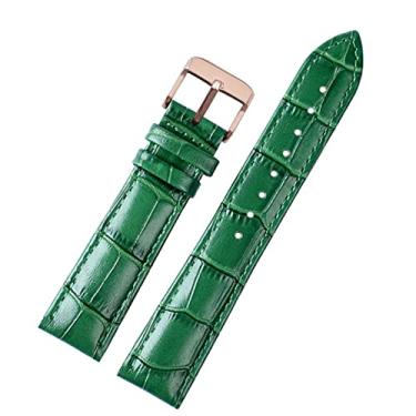 Imagem de BDNJN Pulseira masculina de couro bovino macio com estampa de bambu de 18 mm, 20 mm, 22 mm (pino de ouro rosa, 18 mm)