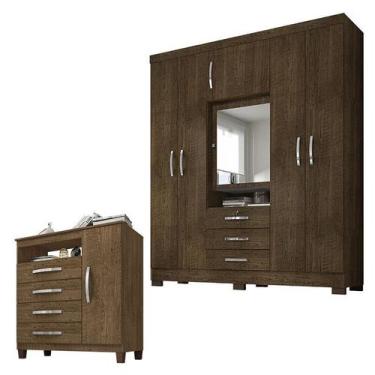 Imagem de Guarda Roupa Casal Imperial com Cômoda Sapateira Cannes Malbec  Incorp