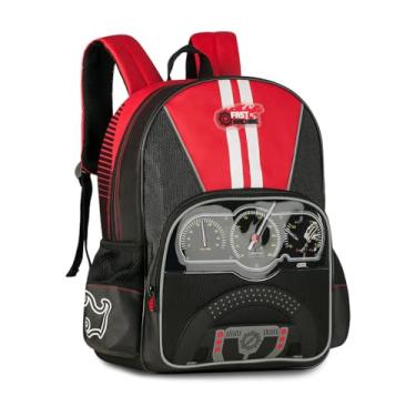 Imagem de Mochila Escolar Infantil Fast Machine Bolsa Costas Meninos Carros FM25031