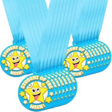 Imagem de AmazingSpark 60/120 medalhas de borracha a granel, medalhas de prêmio de borracha de 5 cm com vencedor da fita incentivam a participação da equipe em competições de prêmios de troféu (60 peças