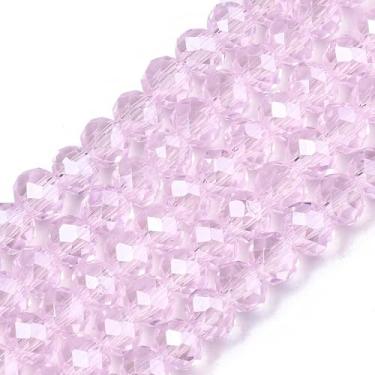 Imagem de 85 peças 6 x 5 mm Rondelle contas de vidro galvanizadas para fazer joias pérola rosa facetada contas espaçadoras de cristal briolette para artesanato faça você mesmo, sinos de vento, apanhadores de