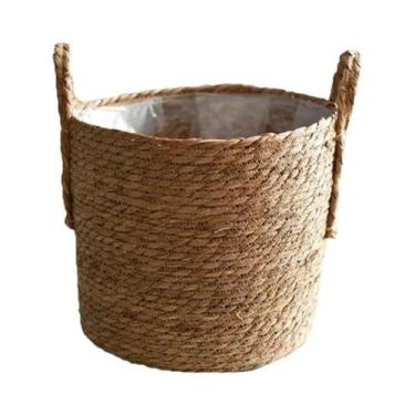 Imagem de Vaso De Flores De Rattan Feito À Mão, Cesta De Armazenamento De Palha,