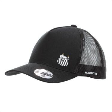 Imagem de Boné Supercap Santos FC Trucker Aba Curva Preto - Único-Unissex