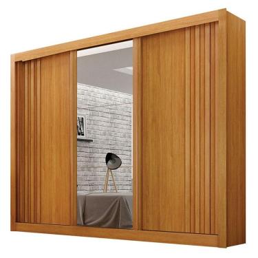 Imagem de Guarda Roupa Casal 3 Portas com Espelho Milano Cinamomo – Leifer Móveis