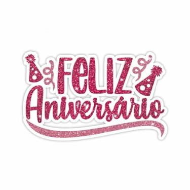 Imagem de PAINEL FELIZ ANIVERSARIO GLITTER ROSA