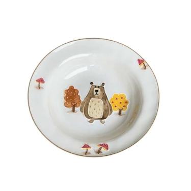 Imagem de Urso de desenho animado sob o esmalte cor utensílios de mesa doméstico alívio prato de cerâmica tigela de arroz - prato de sopa de 23 cm