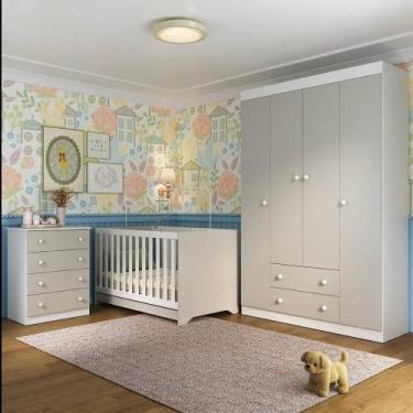 Imagem de Quarto de Bebê Completo com Berço Americano 3 em 1 para Colchão 130x70