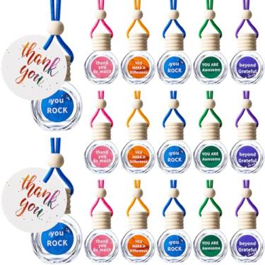 Imagem de Boao 15 frascos difusores de purificador de ar de carro para pendurar presentes vazios de agradecimento de funcionários a granel óleo essencial difusor de carro frasco pingente de perfume com cartões