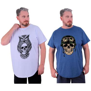 Imagem de Kit 2 Camiseta Longline Plus Size Masculina MXD Conceito Estampado Academia Casual Treino-Masculino