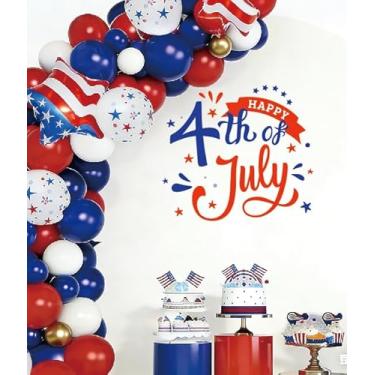 Imagem de JarThenaAMCS Decalque patriótico de 4 de julho, decoração de pano de fundo, adesivos de festa, vermelho, azul, estrelas, sinal de boas-vindas, decalque para arco de balão Dia da Independência