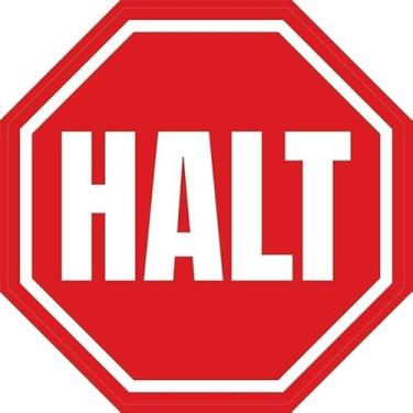 Imagem de HALT (Stop) Placa de latão de metal alemão para quintal doméstico ao ar livre 30,5 x 30,5 cm, placas de alumínio em formato octógono, resistente a intempéries e desbotamento