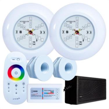 Imagem de Kit 2 Refletores Led 6w RGB ABS e Comando para Iluminação Piscina Fibr