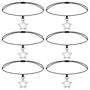 Imagem de Eccliy Conjunto de 6 pulseiras da amizade para mulheres, pulseiras com pingente de estrela, pulseira ajustável para mamãe e eu, joias para presentes de aniversário, melhores amigas, irmãs, casais