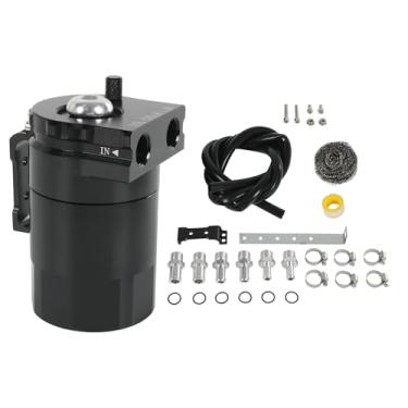 Imagem de RALZAOTO Kit de lata de captura de óleo de 300 ml, tanque de reservatório de óleo separador de óleo de alumínio com 3/20.3 cm ID 5FT NBR kit de mangueira de linha de combustível universal (preto)