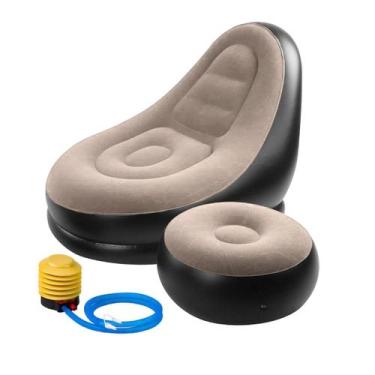 Imagem de Poltrona Puff Sofá Inflável Apoio Portátil Aveludado Lounge - CLICK HO