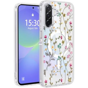 Imagem de Jkvare Capa para Samsung Galaxy A36 compatível com MagSafe, capa protetora magnética sem fio com padrão estético cristalino para mulheres e meninas - flores country