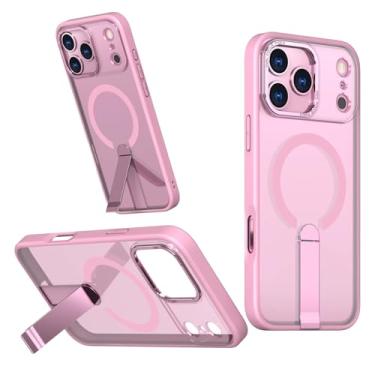 Imagem de SFDSUH Capa magnética translúcida com suporte para iPhone 16e (para iPhone 16e/Rosa)
