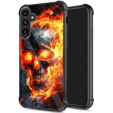 Imagem de JHYYTUJTYP Capa para Galaxy S25 FE, textura de pneu antiderrapante, capa protetora de TPU macio à prova de choque e antiarranhões para Samsung Galaxy S25 FE 6,7 polegadas 2025, caveira vermelha de