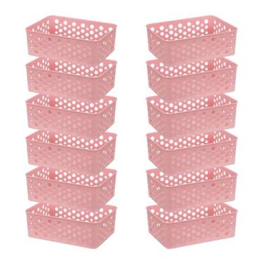 Imagem de Conjunto 12 Cestos Multiuso Empilhável Organizador De Gavetas Lavander