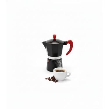 Imagem de Cafeteira Italiana Moka, Alumínio, Preto com Alças Vermelhas, 6 Xícaras, 9 Xícaras, para Café Expresso, Compatível com Fogão (Preta 9 Xícaras)