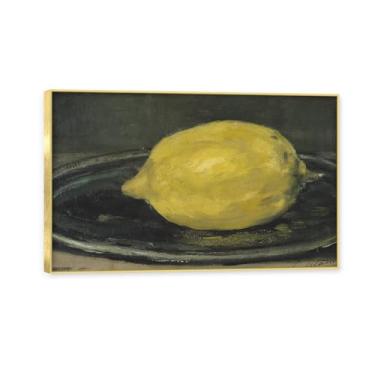 Imagem de Moldura dourada. Arte vintage emoldurada de frutas mortas, pintura clássica de cozinha country, decoração de parede de casa de fazenda quente para sala de jantar e cozinha. C40. 80 x 130 cm - 31,5 x