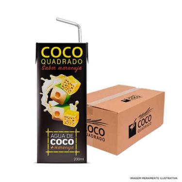 Imagem de Caixa com 54 unidades de Agua De Coco Maracujá Quadrado 200ml - Coco Q