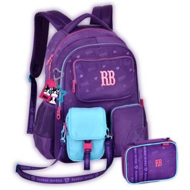 Imagem de Kit Mochila Rebecca Bonbon Costas Bolsinha E Estojo Meninas, Roxo