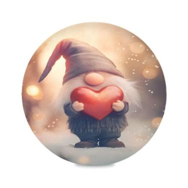 Imagem de STAYTOP Jogo americano redondo de gnomo fofo de Natal 6 peças, tapetes de mesa antiderrapantes fáceis de limpar para decoração de mesa de festa de churrasco em casa